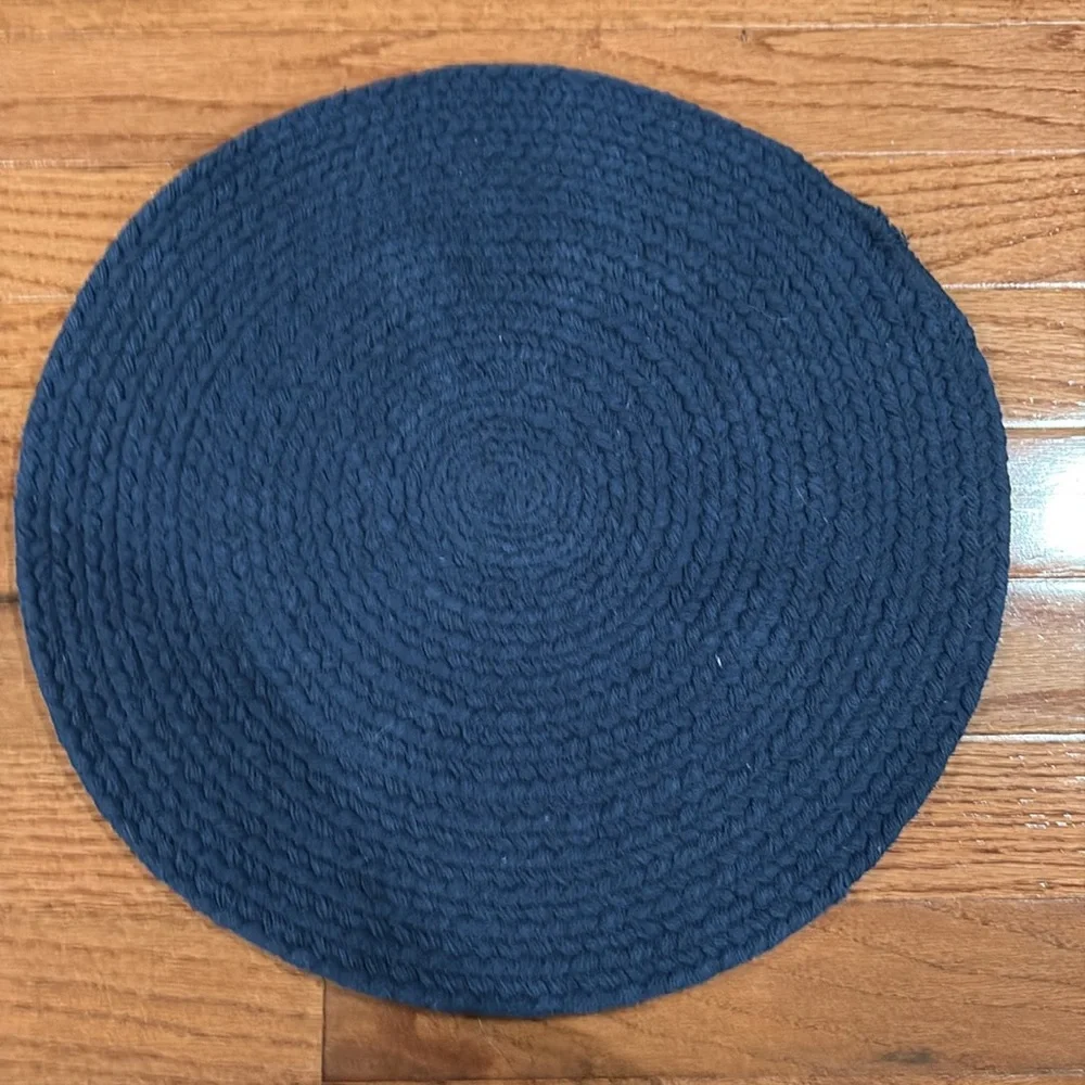 Navy Blue Braided Round Placemat Approximately 14”